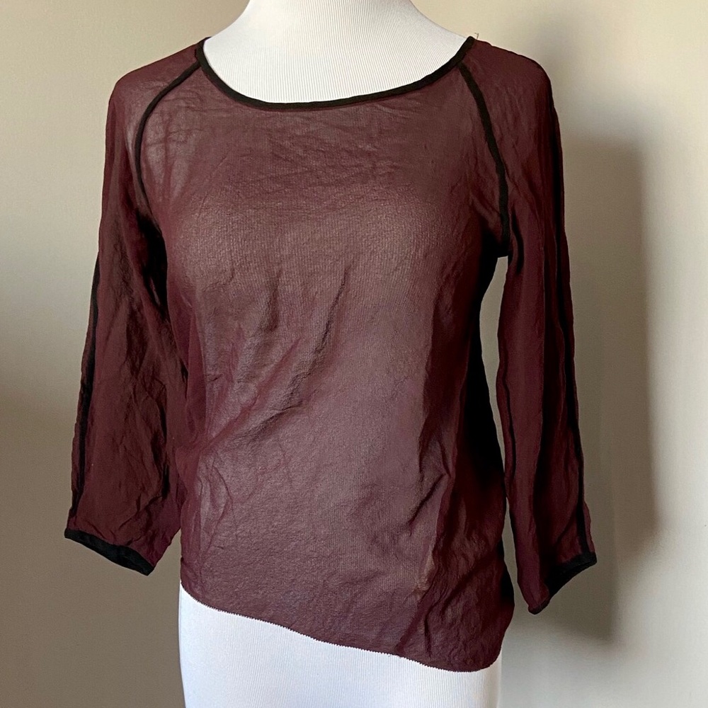 Wilfred Sheer silk burgundy top